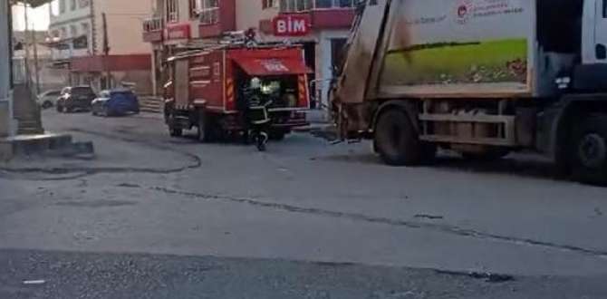 Gaziantep’te çöp kamyonunda çıkan yangını itfaiye söndürdü