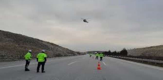 Gaziantep otoyolunda helikopter destekli denetim